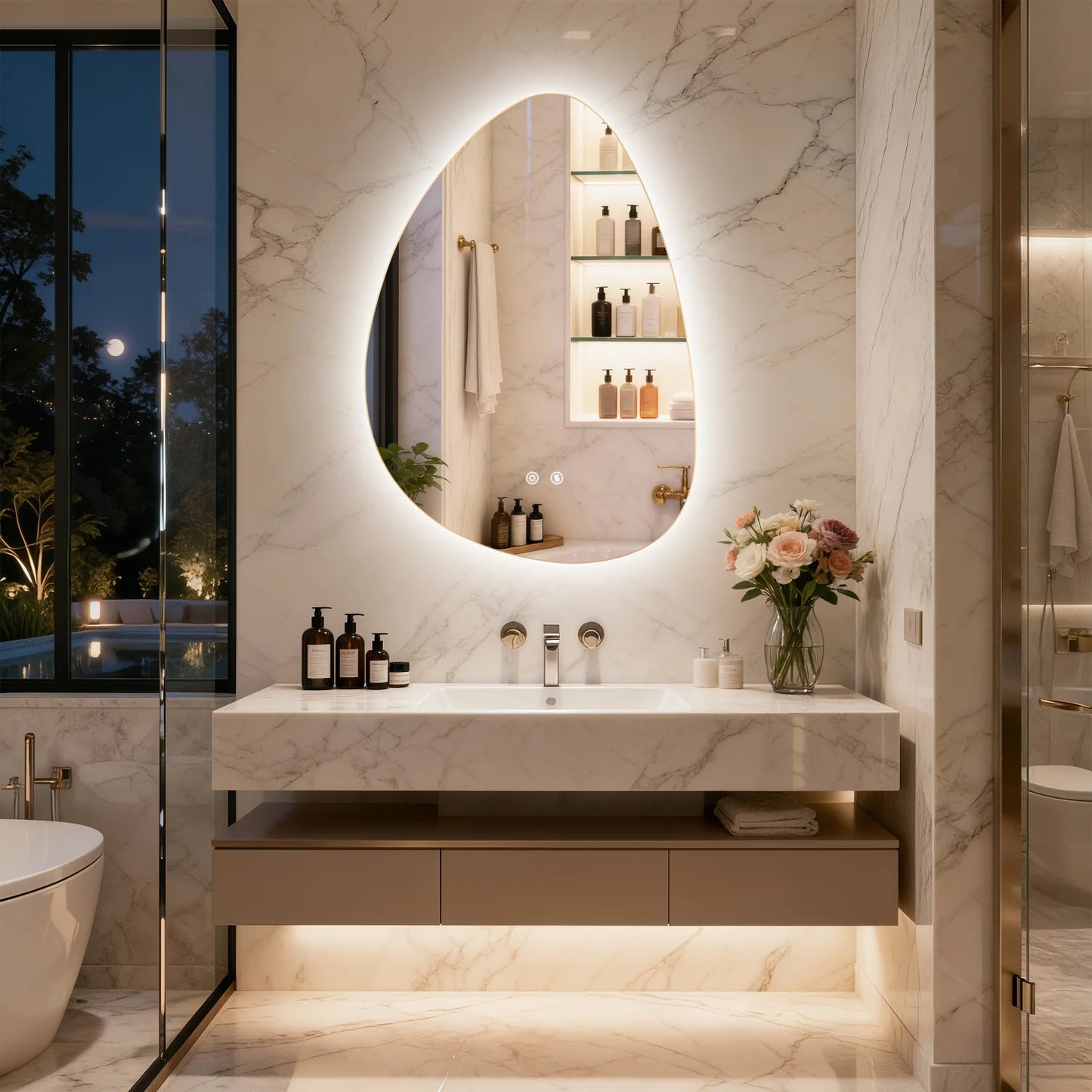 Nordic Aura LED Mirror – Espelho LED com Anti-Embaçamento e 3 Tons de Luz