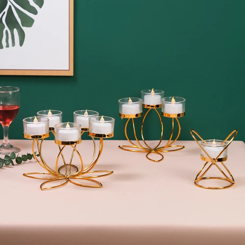 Nordic Glow Holder – Castiçal Decorativo em Metal Dourado