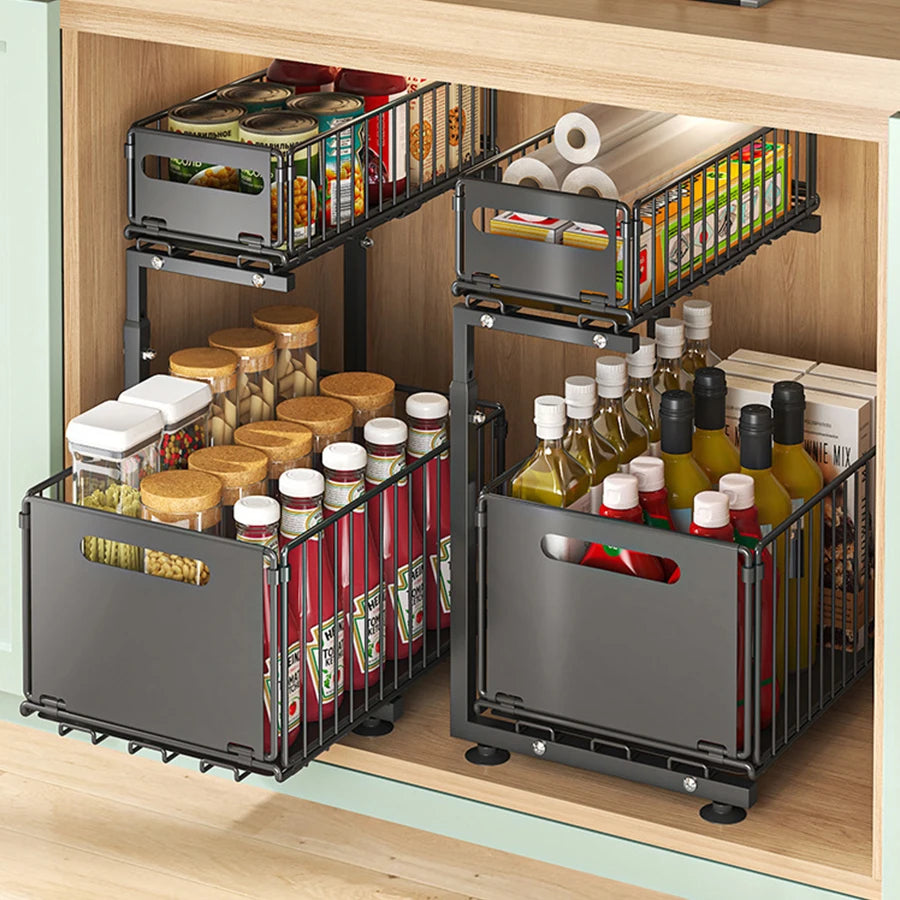 Smart Sink Organizer – Organizador Metálico com 2 Níveis Ajustáveis