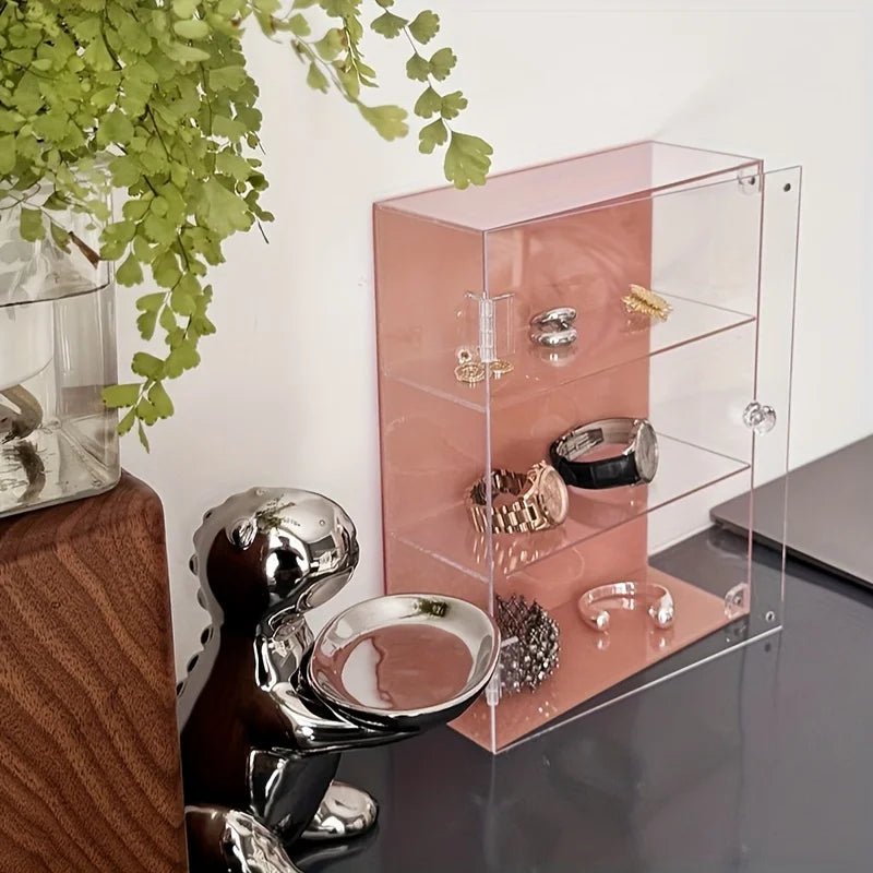Crystal Vanity Organizer – Vitrine Acrílica com Porta e Puxador