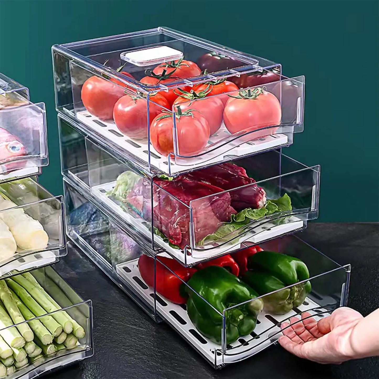 FreshBox Fridge System – Caixas Organizadoras Empilháveis para Frigorífico