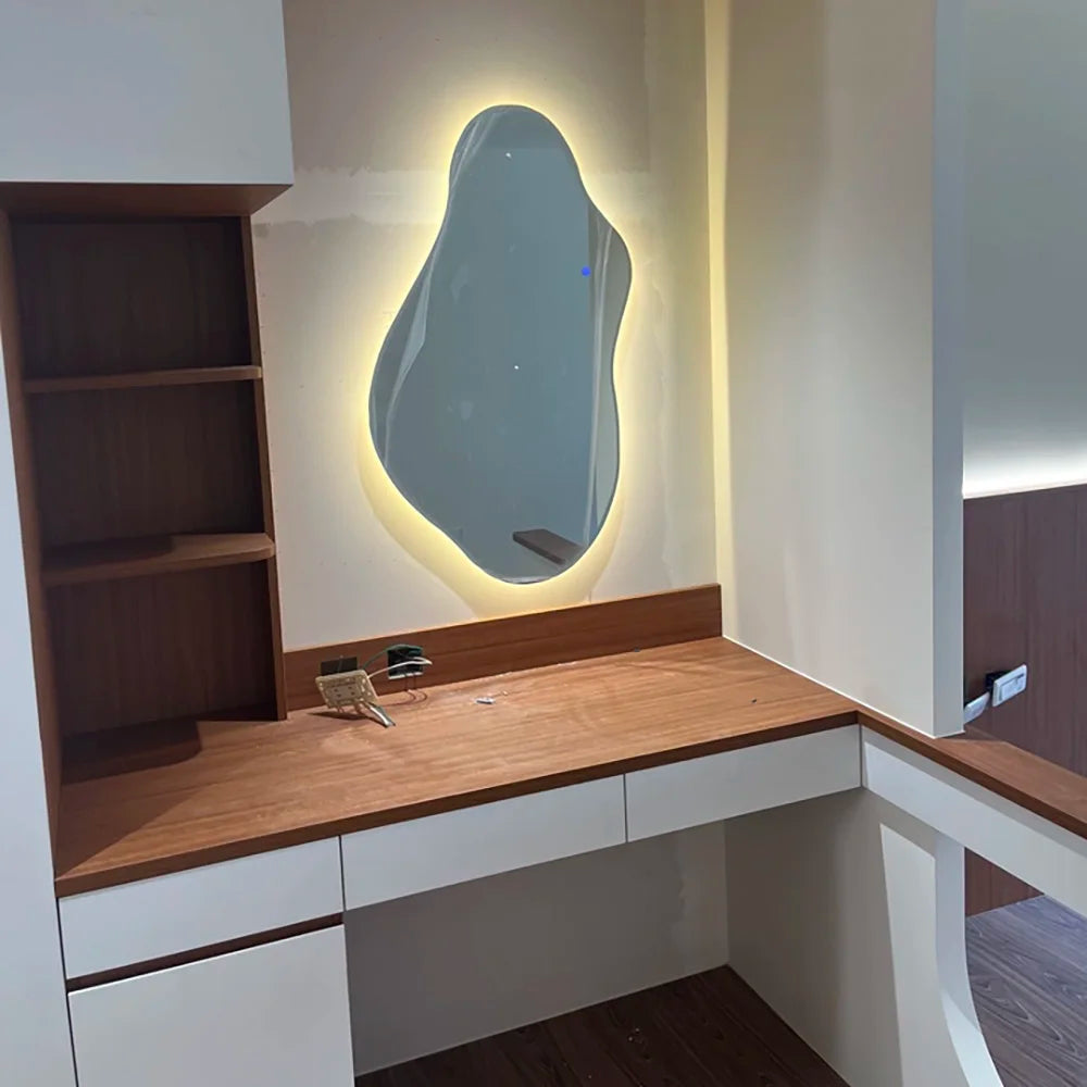 Nordic Aura Mirror – Irregular LED Mirror with 3 Light Tones