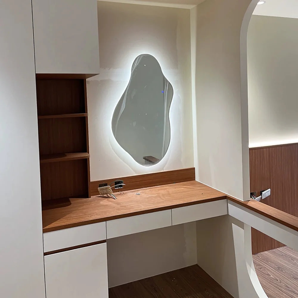 Nordic Aura Mirror – Irregular LED Mirror with 3 Light Tones