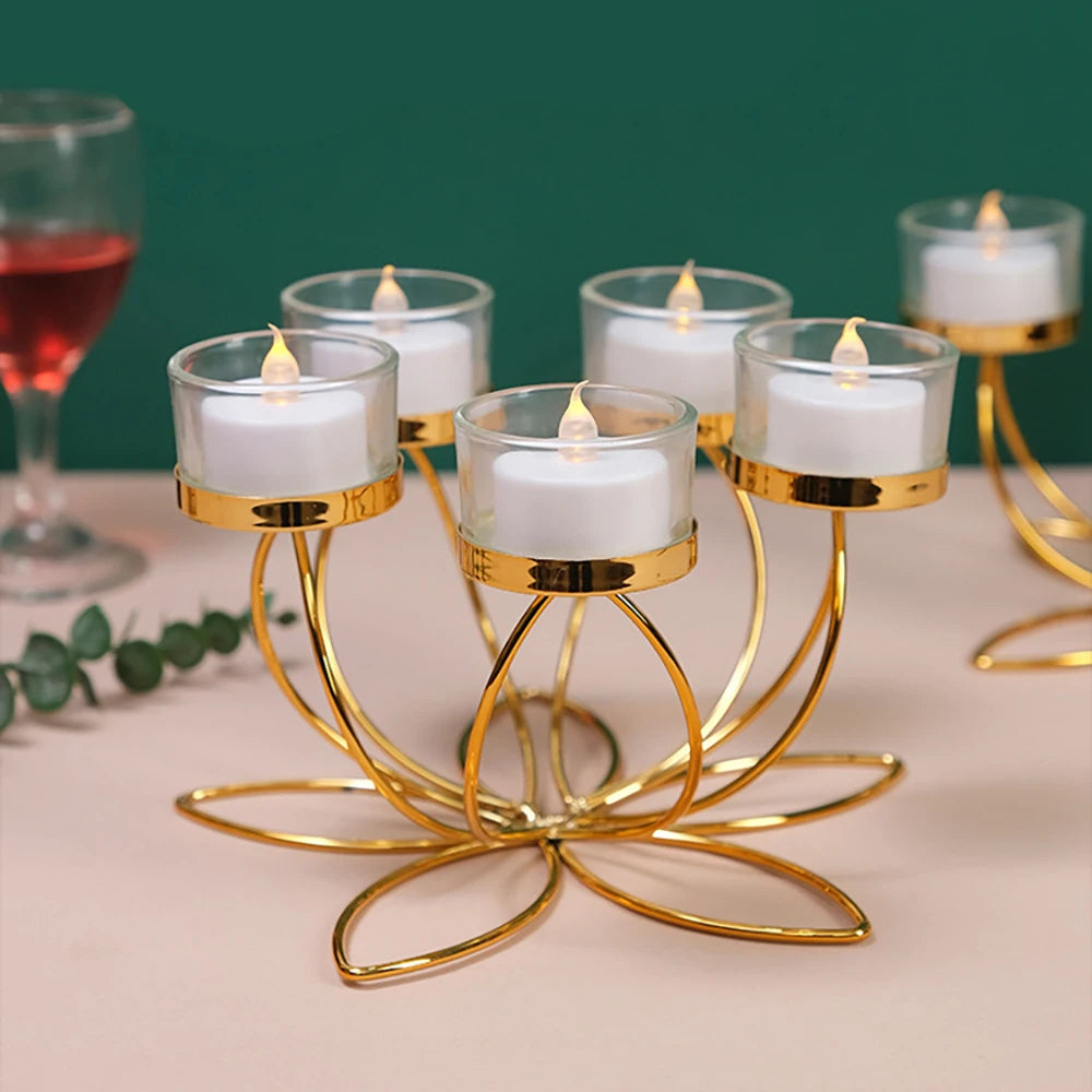 Nordic Glow Holder – Castiçal Decorativo em Metal Dourado