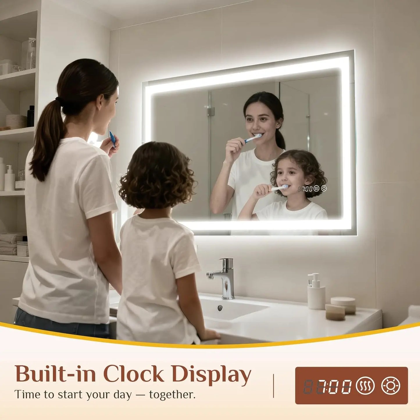 Nordic LED Mirror Clock – Espelho com Relógio Digital e LED