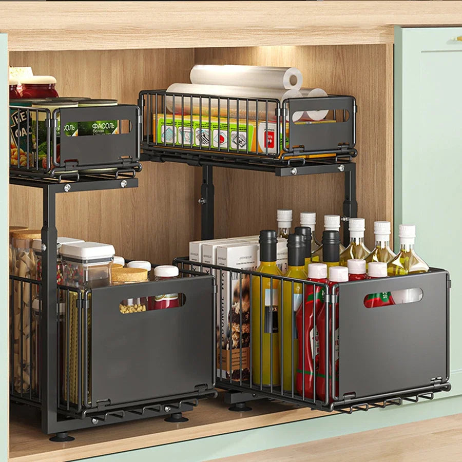 Smart Sink Organizer – Organizador Metálico com 2 Níveis Ajustáveis